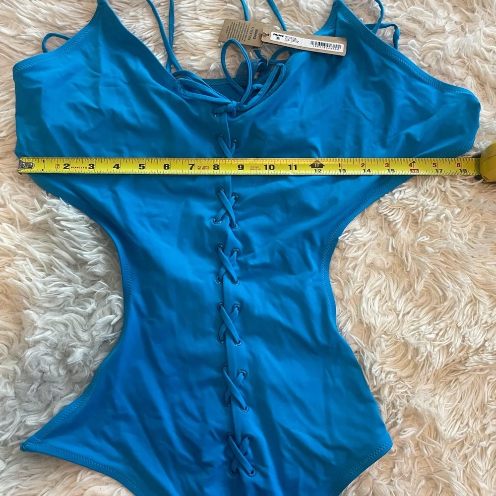 Skims NWT lace up swim suit turquoise SZ 4X